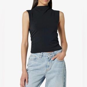 NWT Elegant Black Sleeveless Mock Neck Top